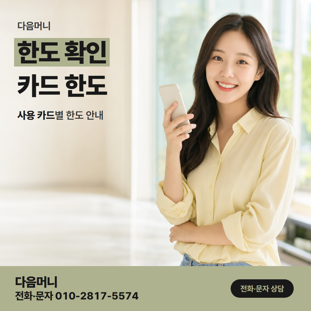 다음머니 안산카드깡 한도 확인