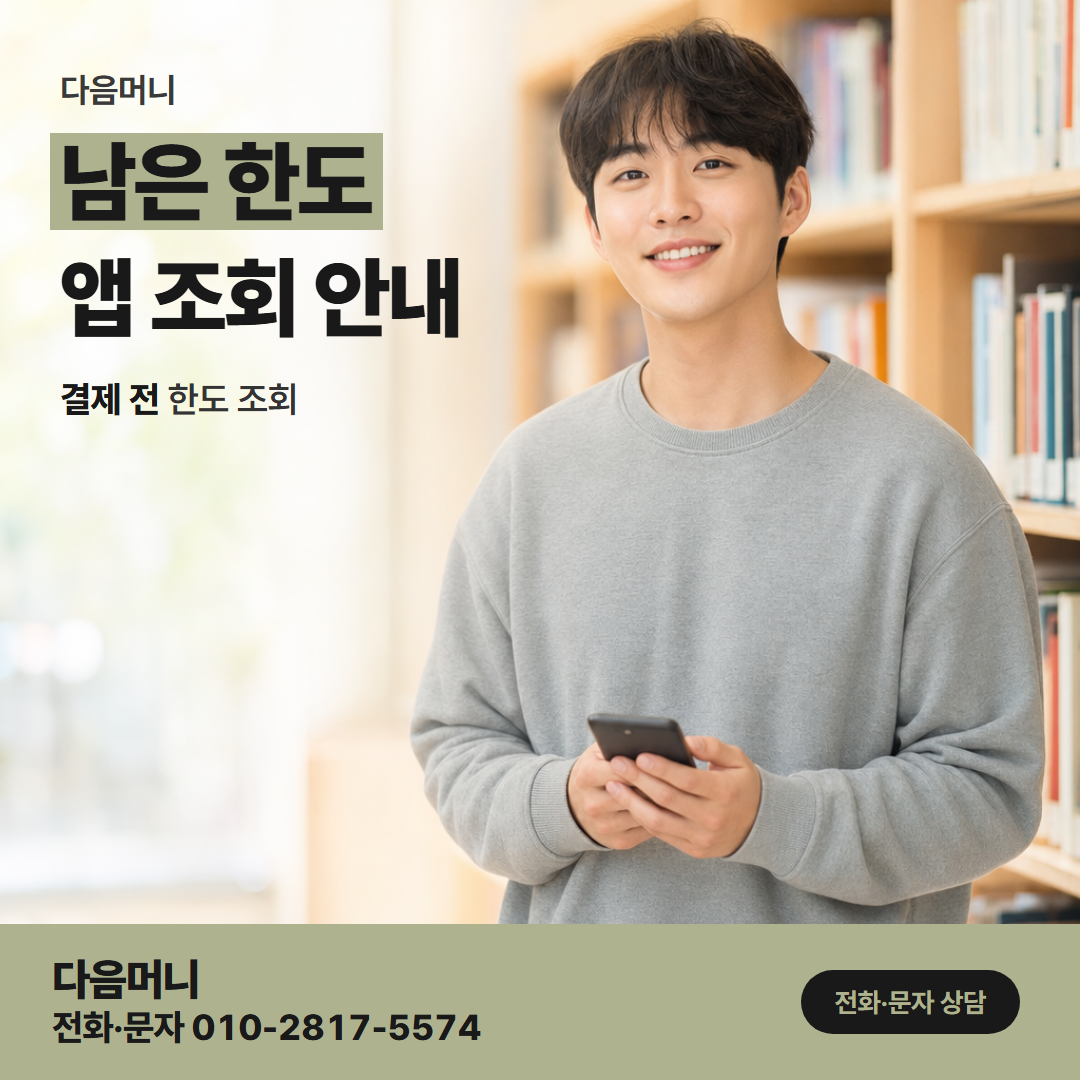 다음머니 안산카드깡 남은 한도